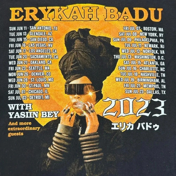 Iconic Erykah Badu Unfollow Me 2023 Concert T-Shirt Tee - Picture 5 of 9